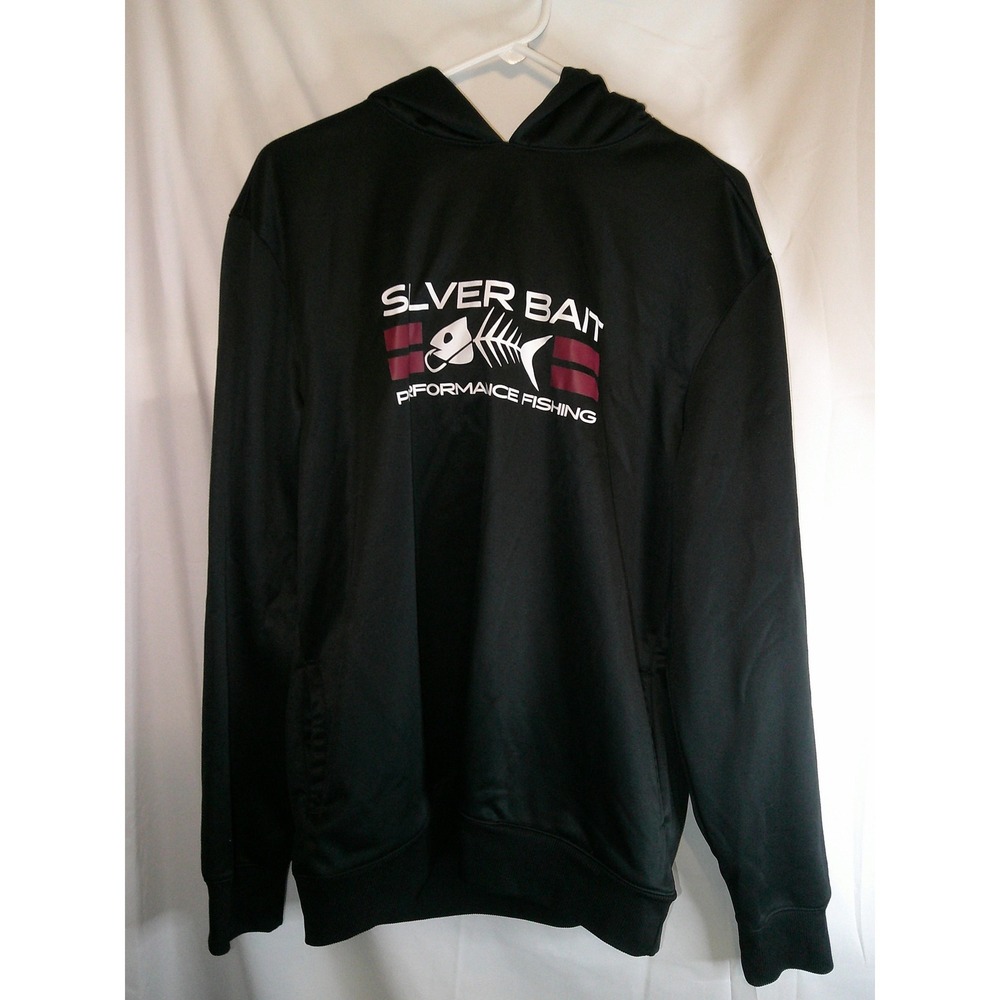 Silver Bait Hoodie Pullover‎ Performance Fishing Black Mens Size L